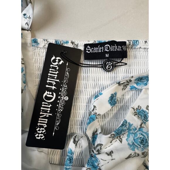 Scarlett Darkness Blue Floral Victorian Floral Milkmaid Dress NWT (Size M) - Picture 5 of 8